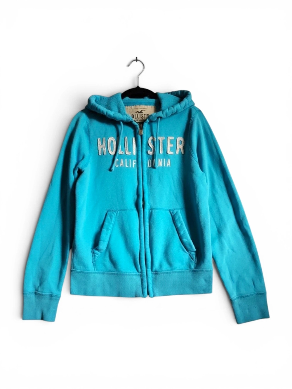 Hollister Co. Full Zip Blue Graphic Hoodie Womens Size Small